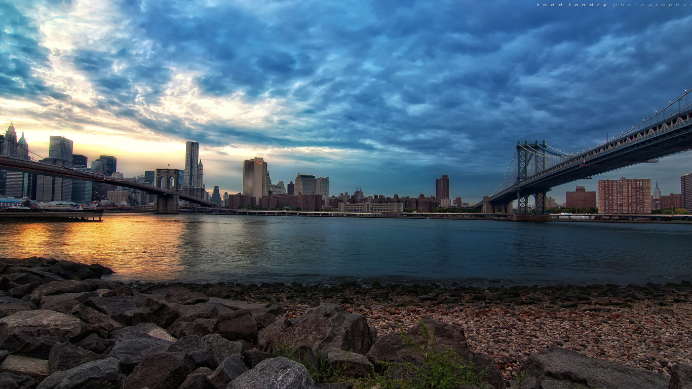 Bridge Over Water Under Cloudy Sky During Daytime. Wallpaper in 1366x768 Resolution