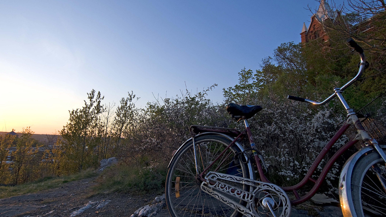 Bicicleta de Montaña Roja y Negra Sobre Roca Gris Durante el Día. Wallpaper in 1280x720 Resolution