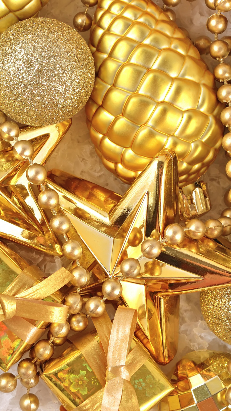 Neujahr, Weihnachten, Christmas Ornament, Weihnachtsdekoration, Gold. Wallpaper in 750x1334 Resolution
