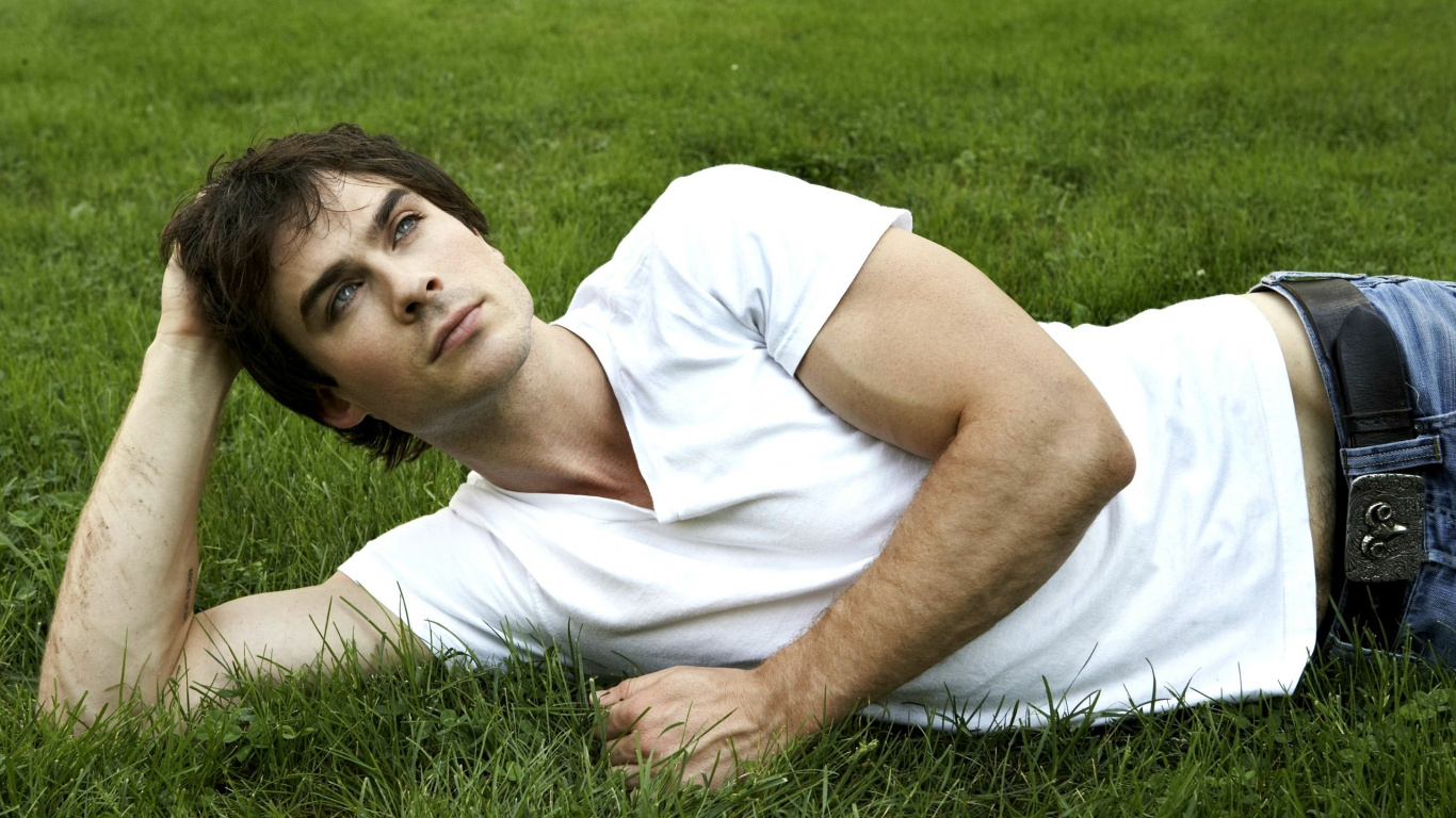 Ian Somerhalder, The Vampire Diaries, Damon Salvatore, Prado, Músculos. Wallpaper in 1366x768 Resolution