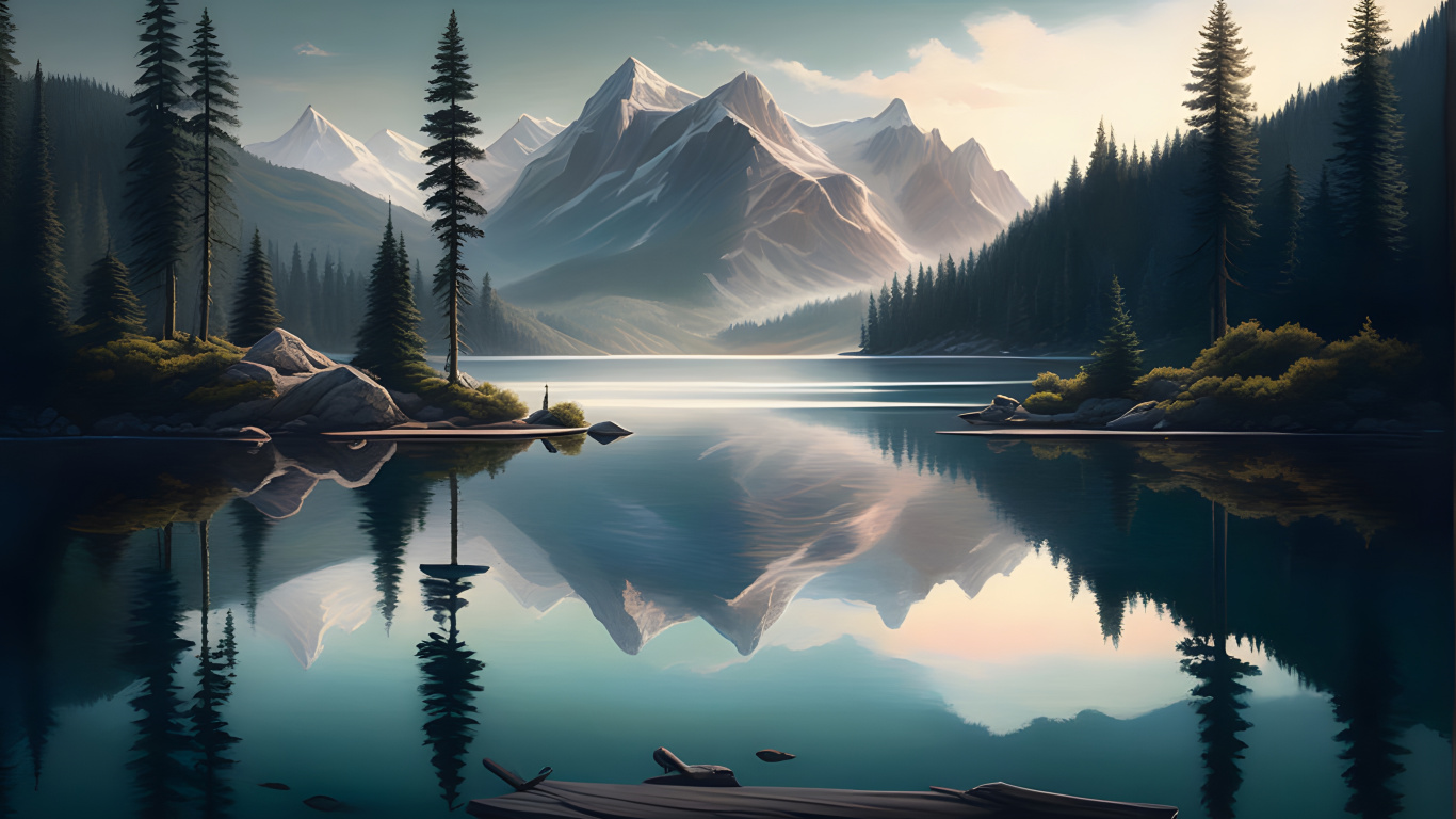 Water, Mountain, Water Resources, Plant, Cloud. Wallpaper in 1366x768 Resolution