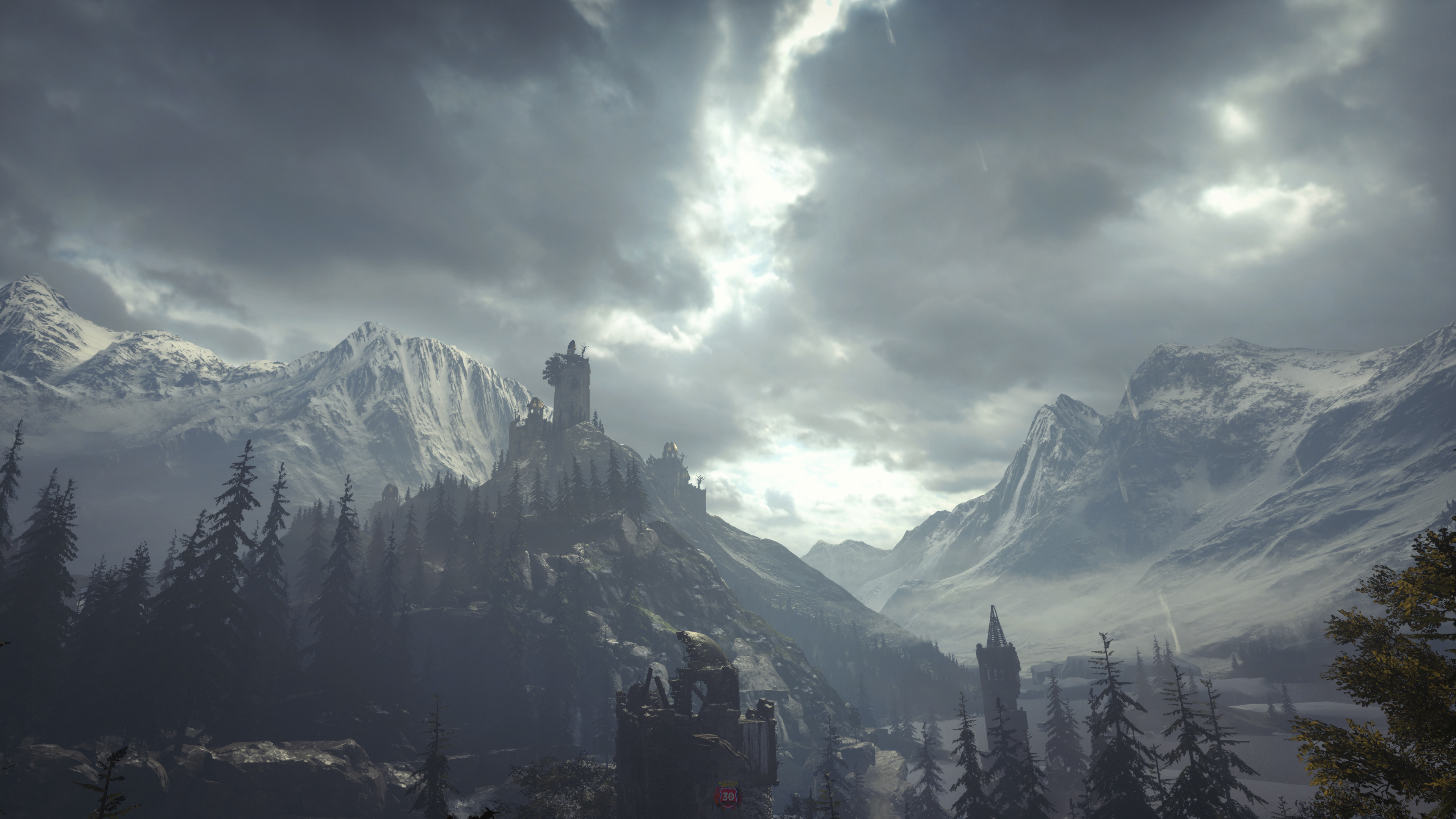 Montagnes Blanches et Noires Sous Des Nuages Blancs Pendant la Journée. Wallpaper in 3840x2160 Resolution