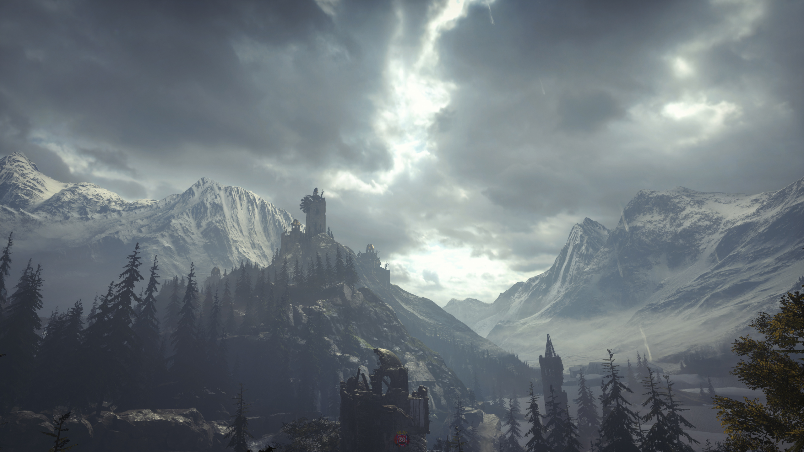 White and Black Mountains Under White Clouds During Daytime. Wallpaper in 2560x1440 Resolution