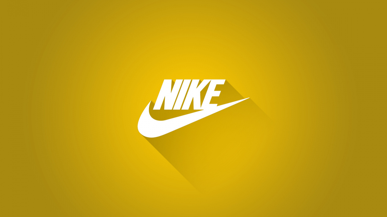 Logo, Swoosh, Nike, Brand, Yellow. Wallpaper in 1280x720 Resolution