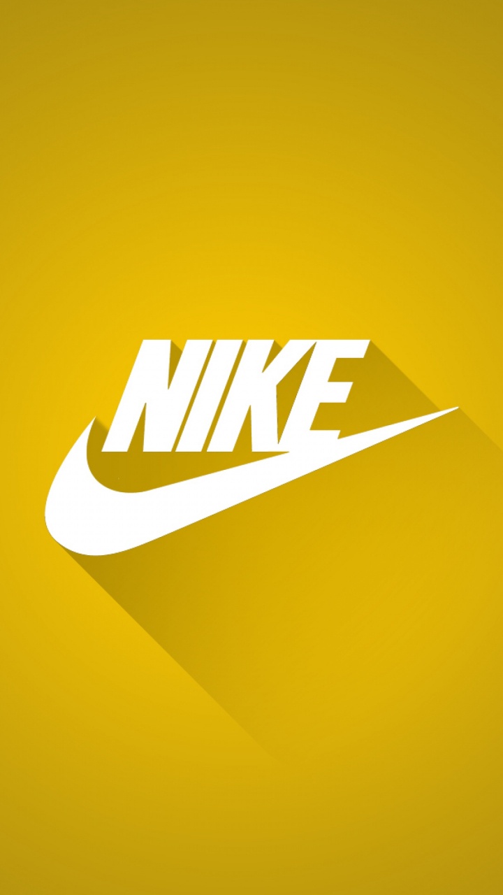 Logo, Swoosh, Nike, Brand, Yellow. Wallpaper in 720x1280 Resolution