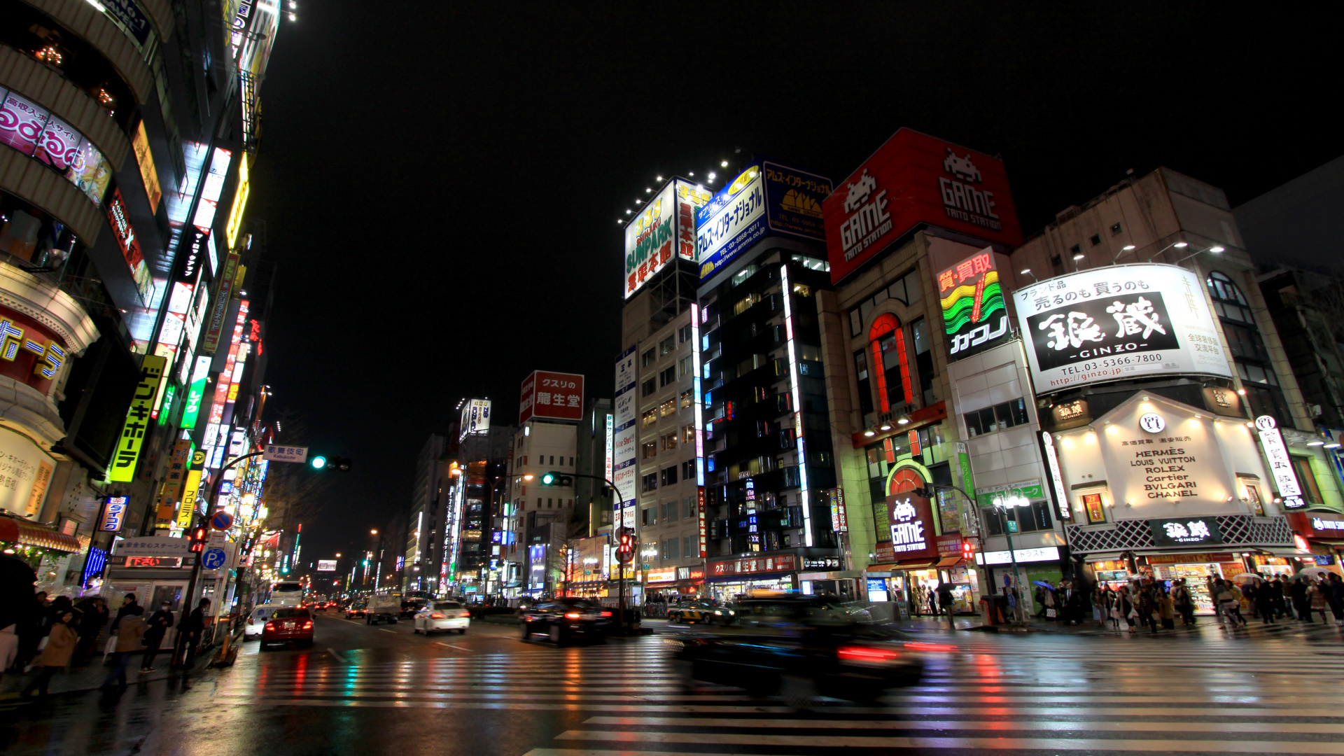 Cars on Road Near Buildings During Night Time. Wallpaper in 1920x1080 Resolution