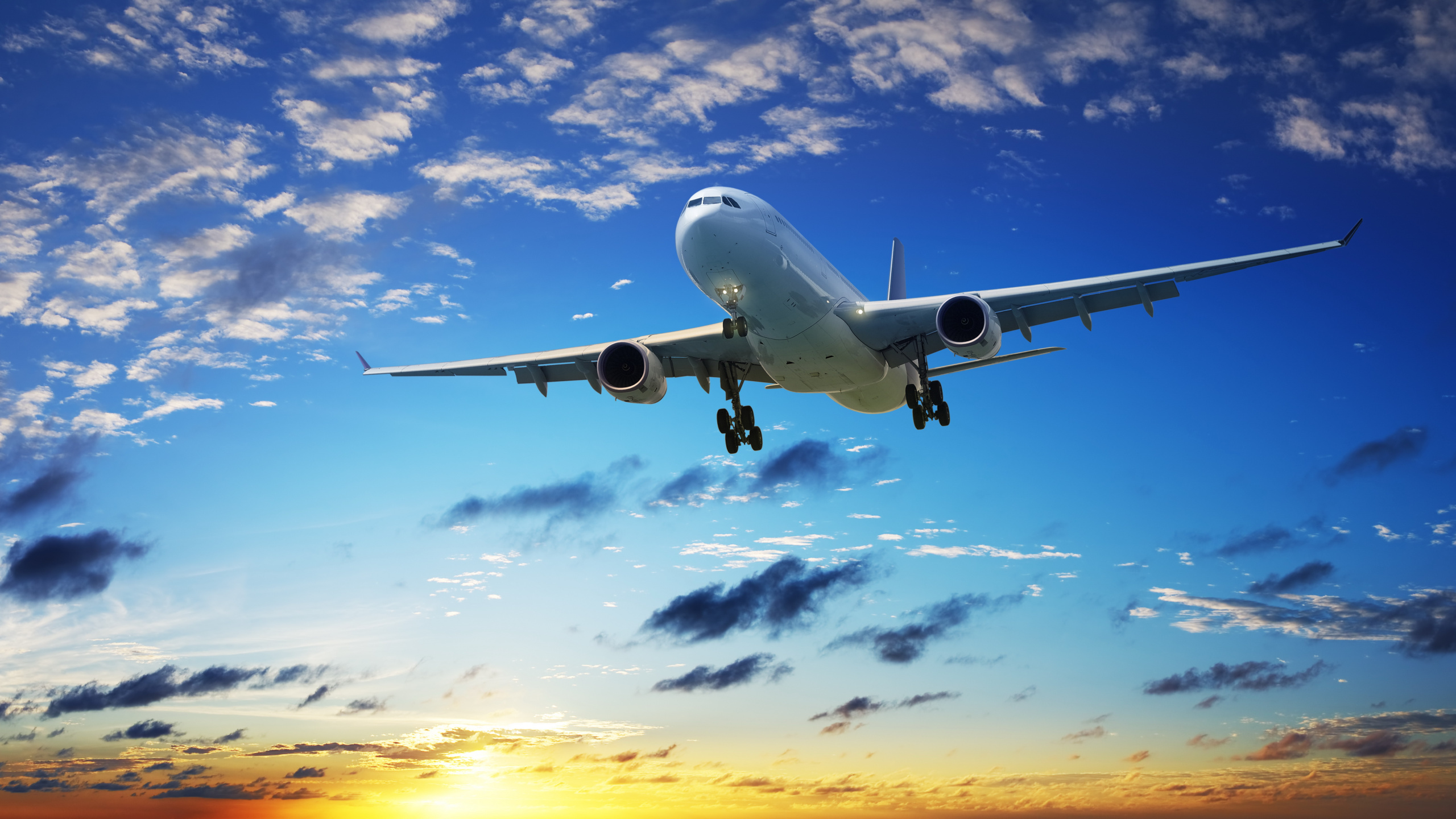 White Airplane Under Blue Sky During Daytime. Wallpaper in 2560x1440 Resolution