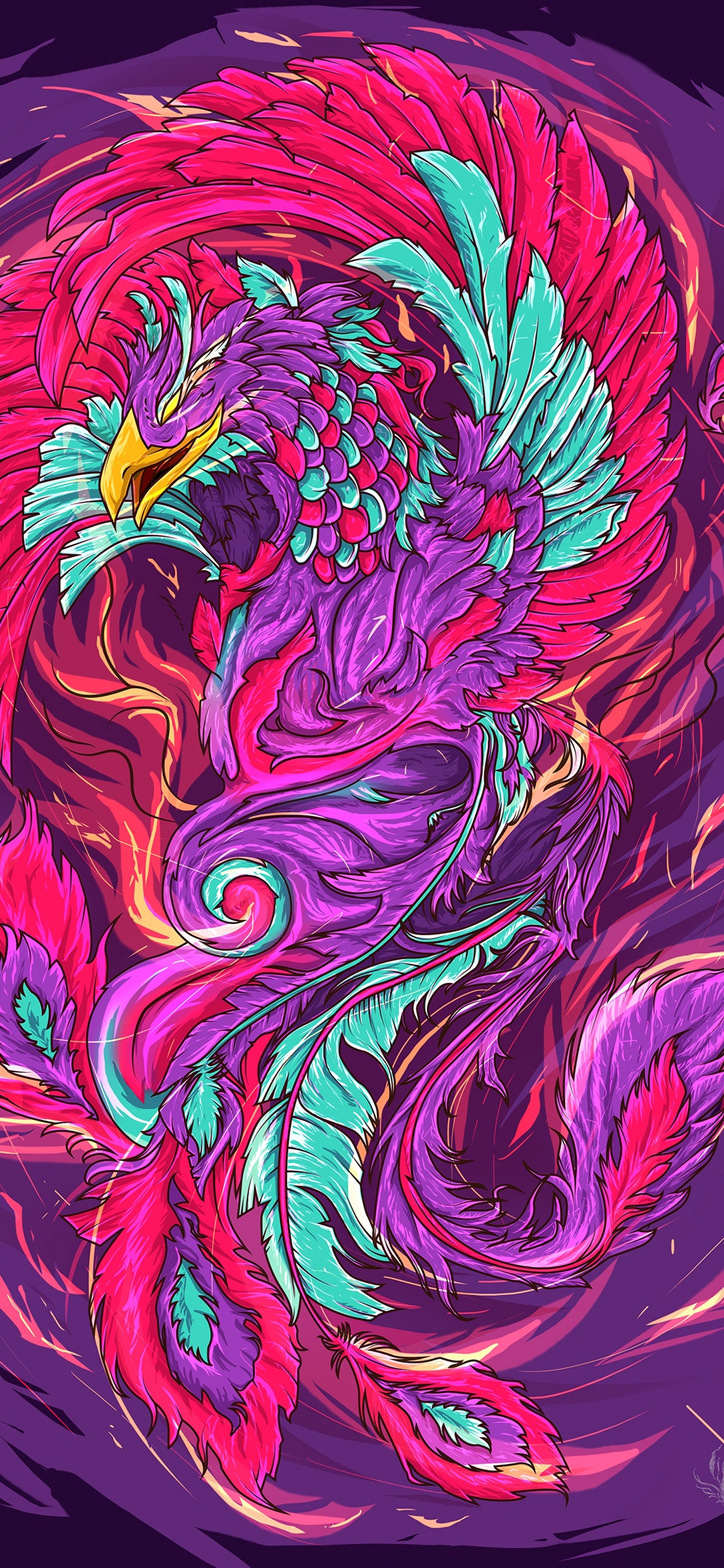 Peinture Abstraite Rouge Jaune et Bleu. Wallpaper in 1125x2436 Resolution