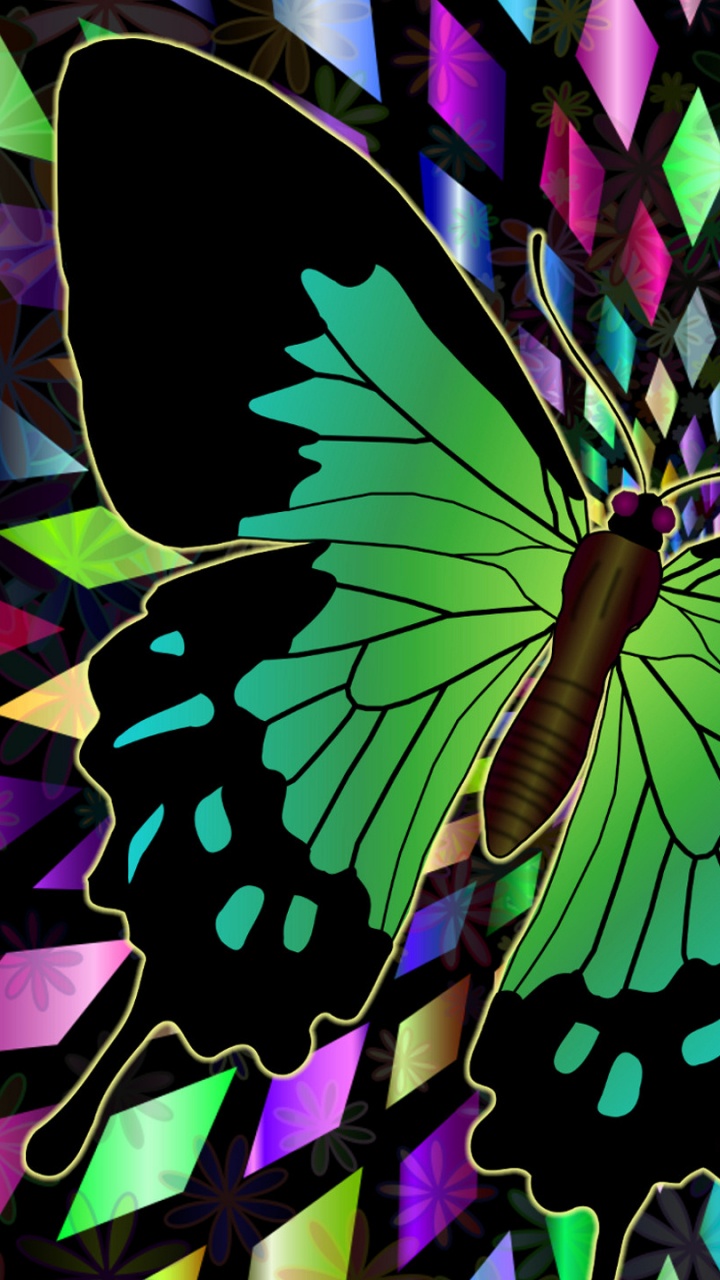 Illustration de Papillon Noir et Blanc Violet. Wallpaper in 720x1280 Resolution