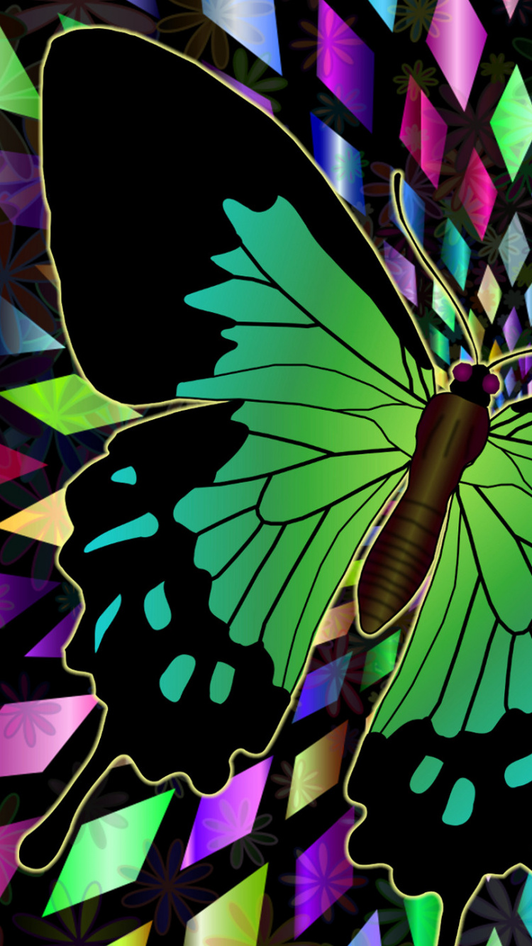 Purple Black and White Butterfly Illustration. Wallpaper in 750x1334 Resolution