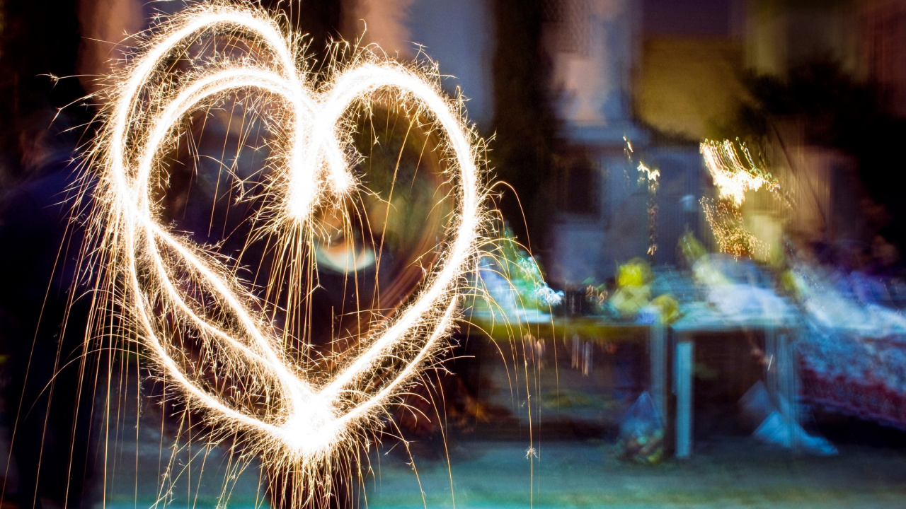 Christmas Day, Sparkler, Light, Love, Heart. Wallpaper in 1280x720 Resolution