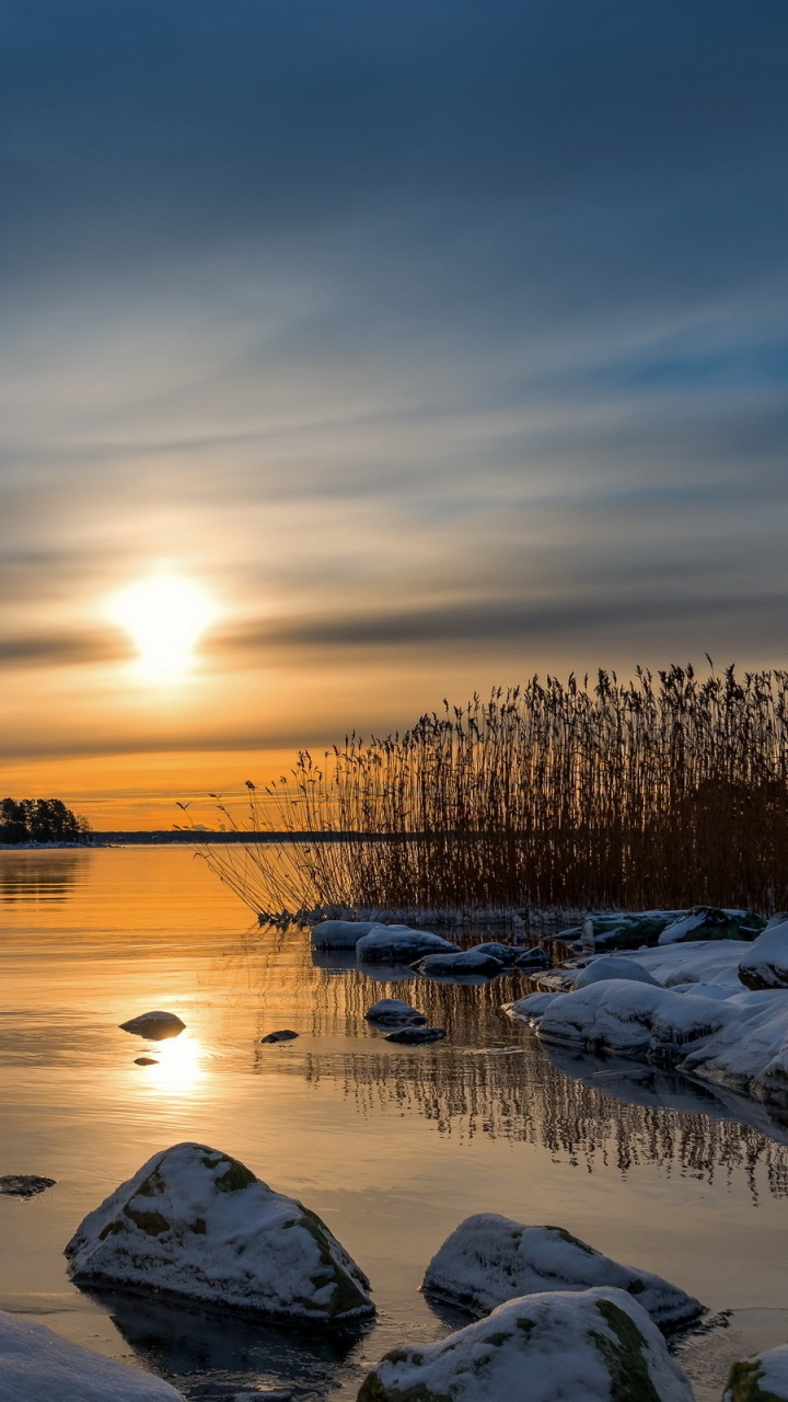 Body of Water Near Trees During Sunset. Wallpaper in 720x1280 Resolution