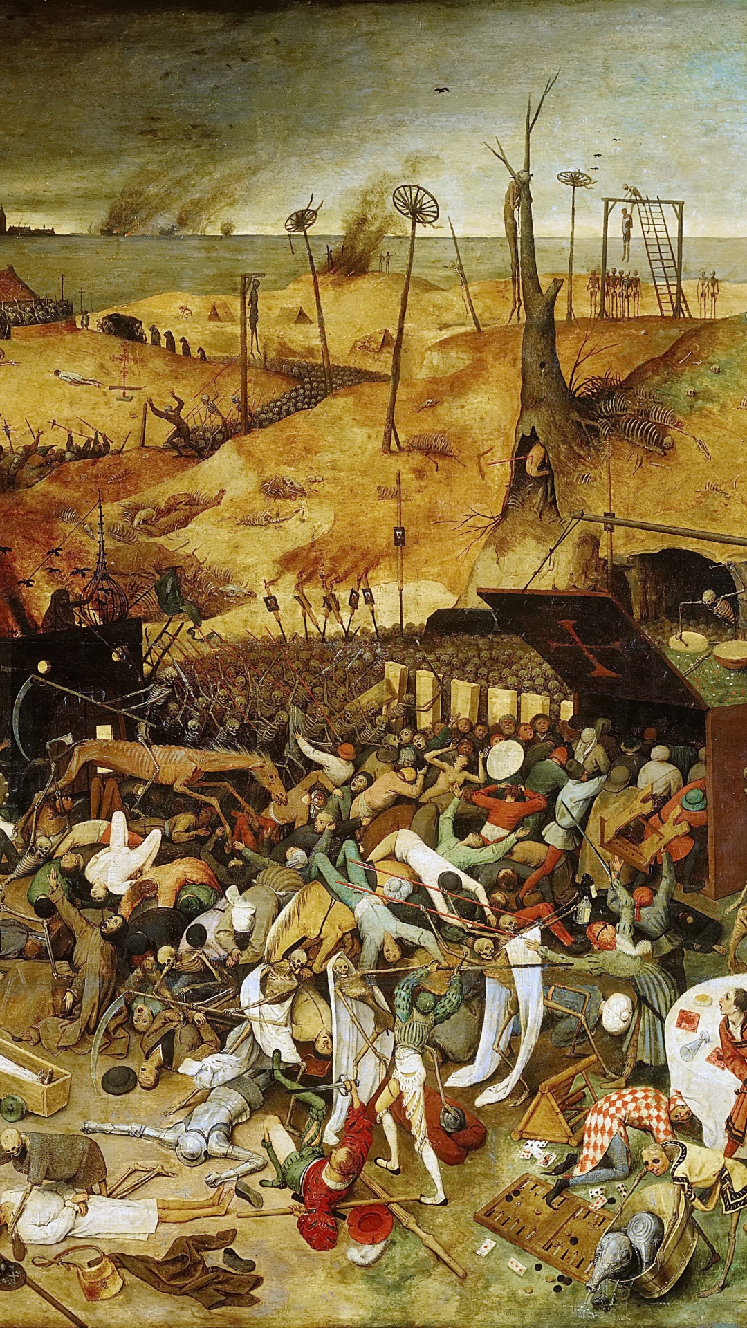 People on Beach Painting on White Wall. Wallpaper in 1080x1920 Resolution