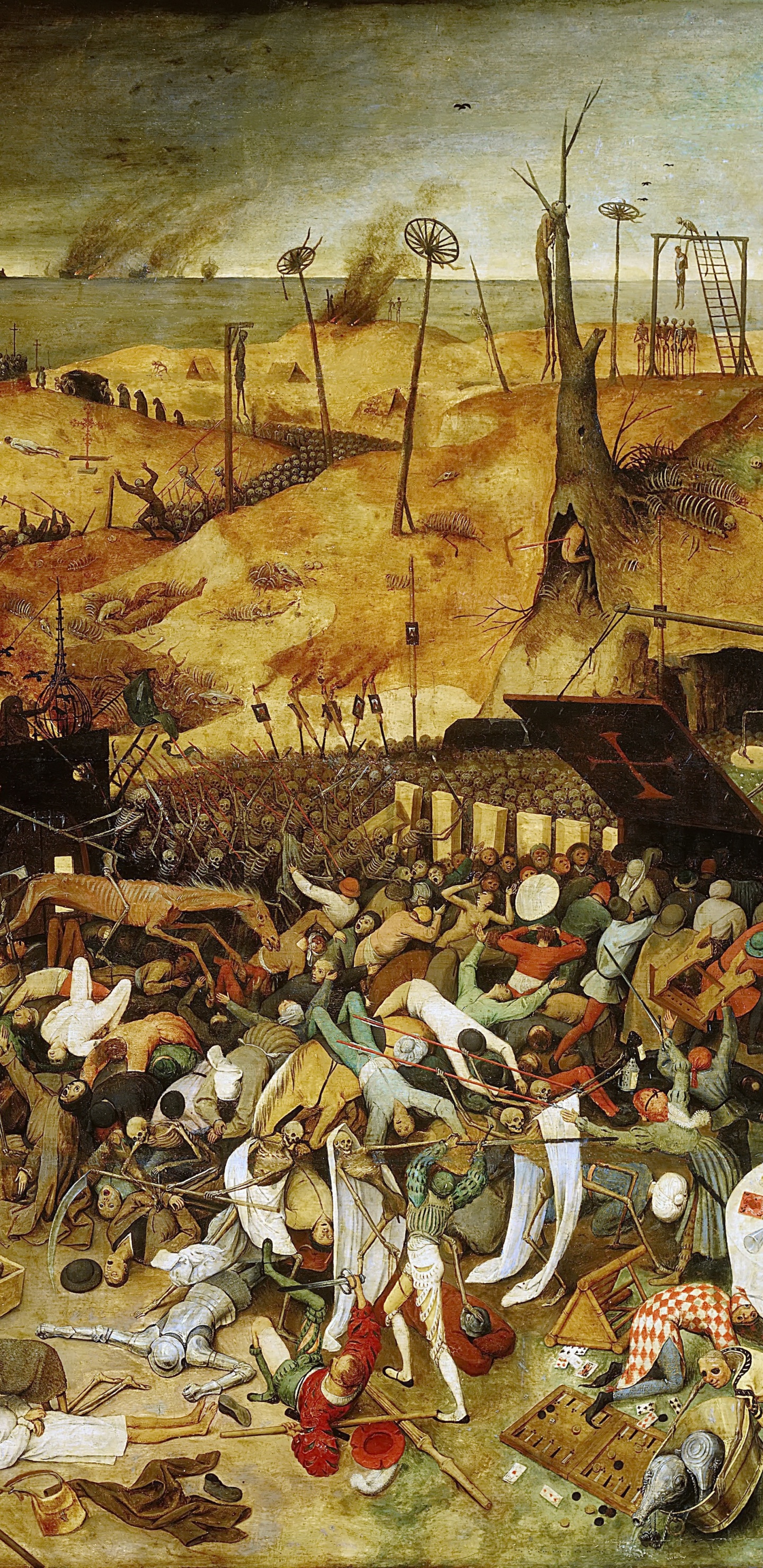 Gente, En, Playa, Pintura, En, Pared Blanca. Wallpaper in 1440x2960 Resolution