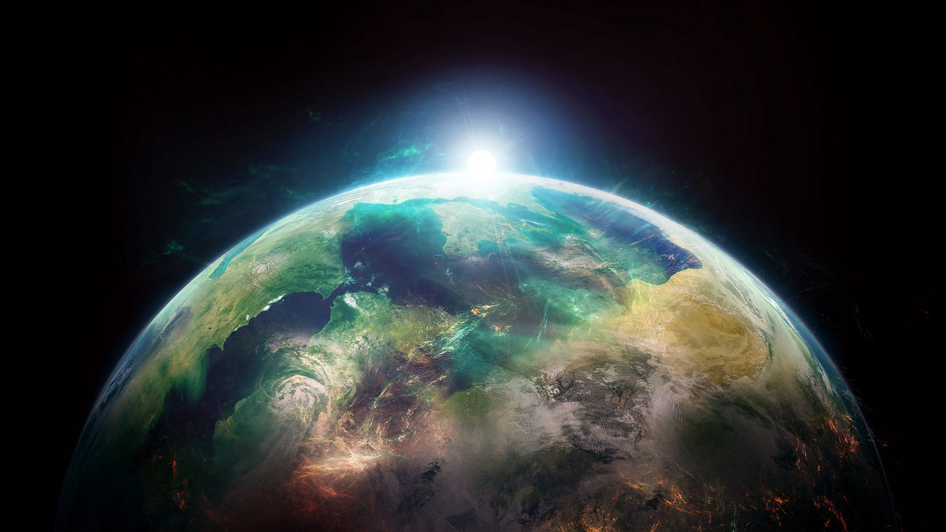 Green and Brown Abstract Painting. Wallpaper in 1366x768 Resolution