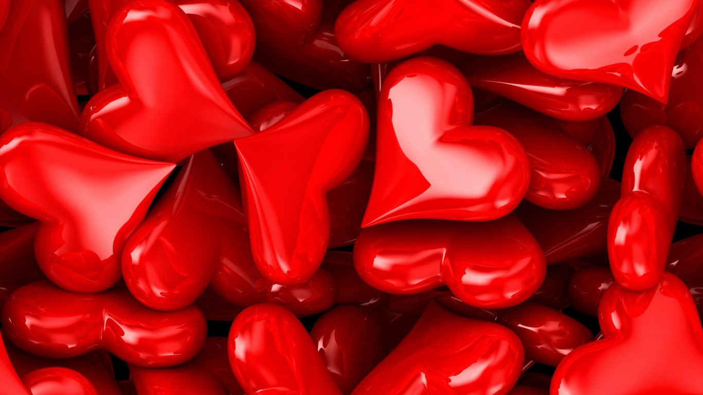 Heart, Valentines Day, Red, Confectionery, February 14. Wallpaper in 1366x768 Resolution