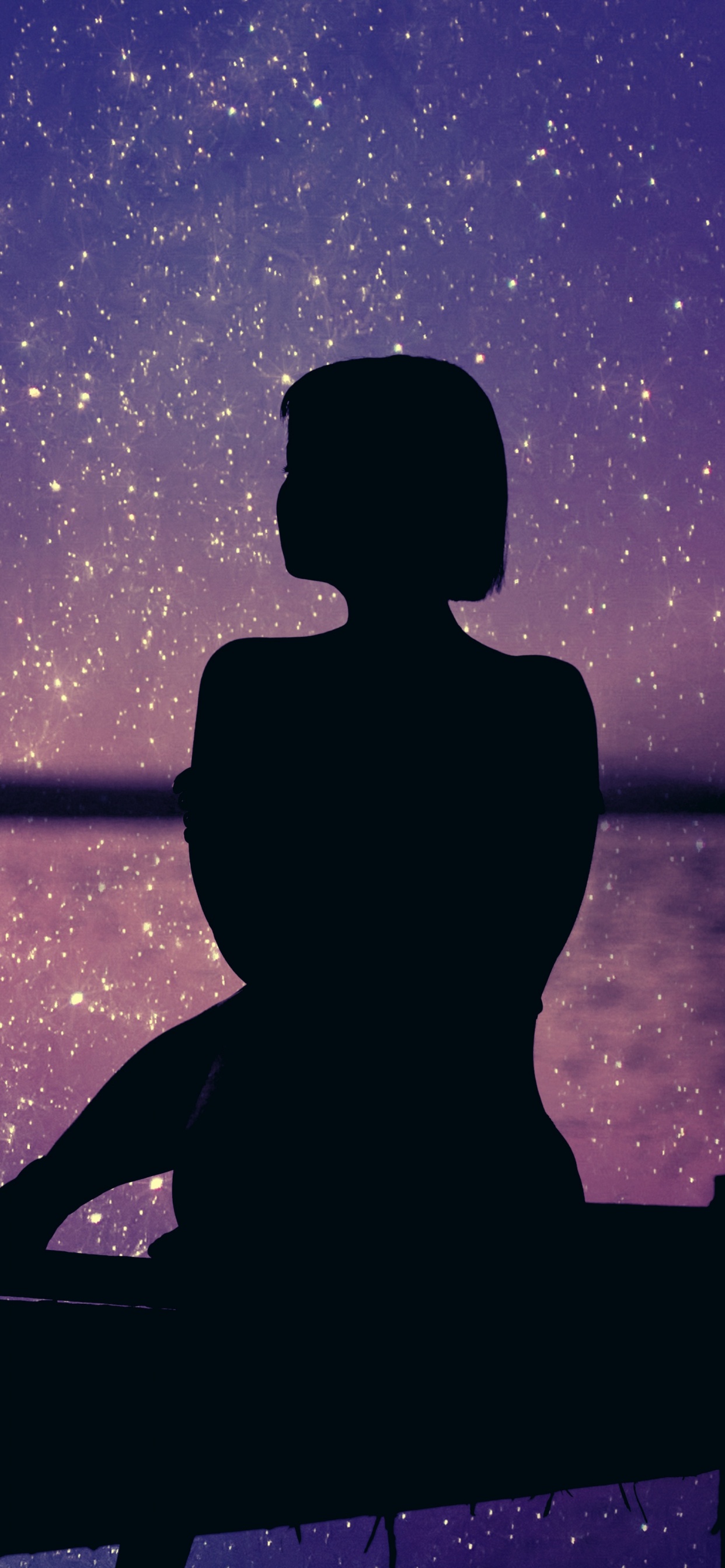 Silueta, Morado, Azul, Violeta, Agua. Wallpaper in 1242x2688 Resolution