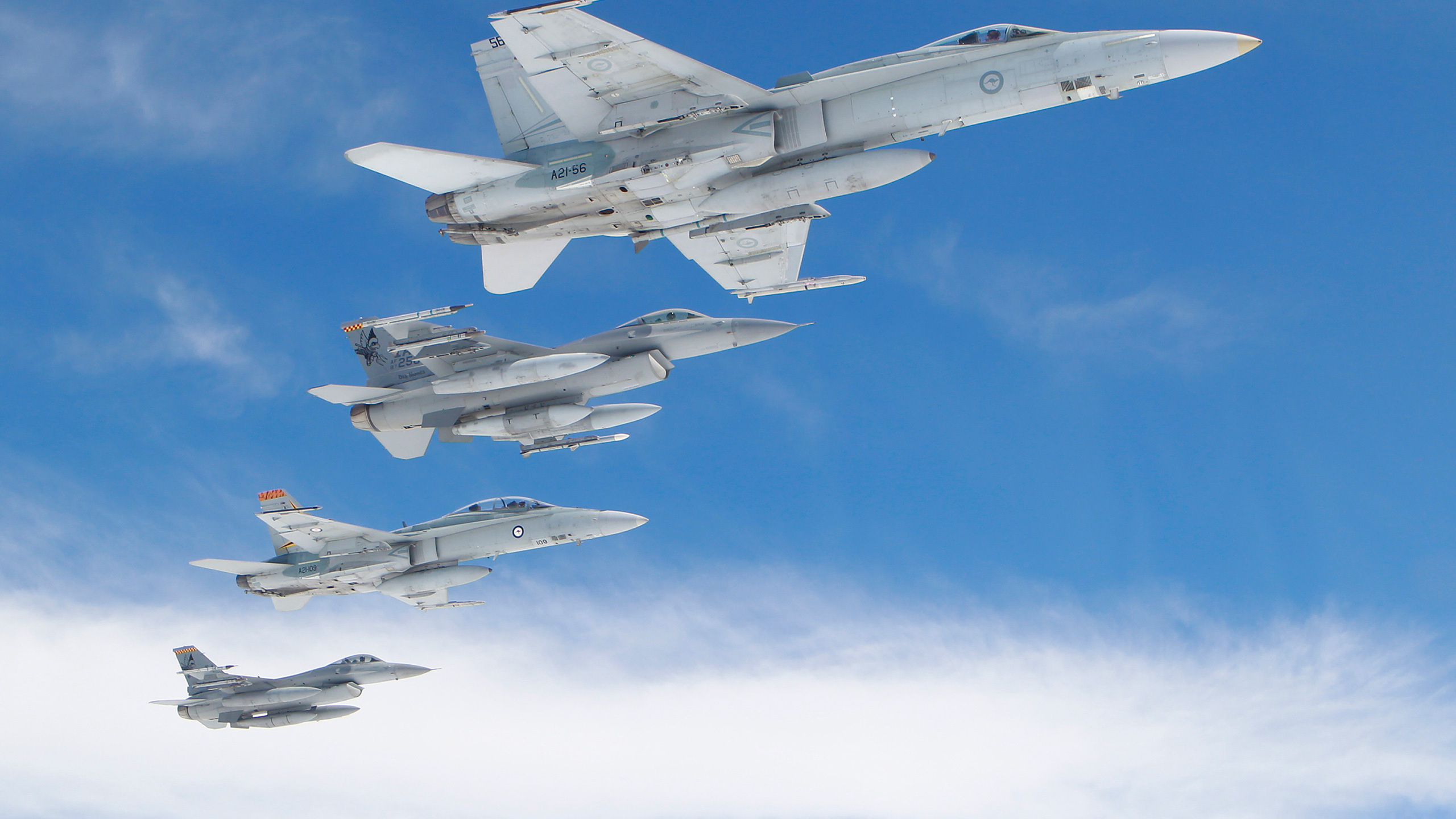 Grauer Kampfjet in Der Luft Tagsüber Air. Wallpaper in 2560x1440 Resolution