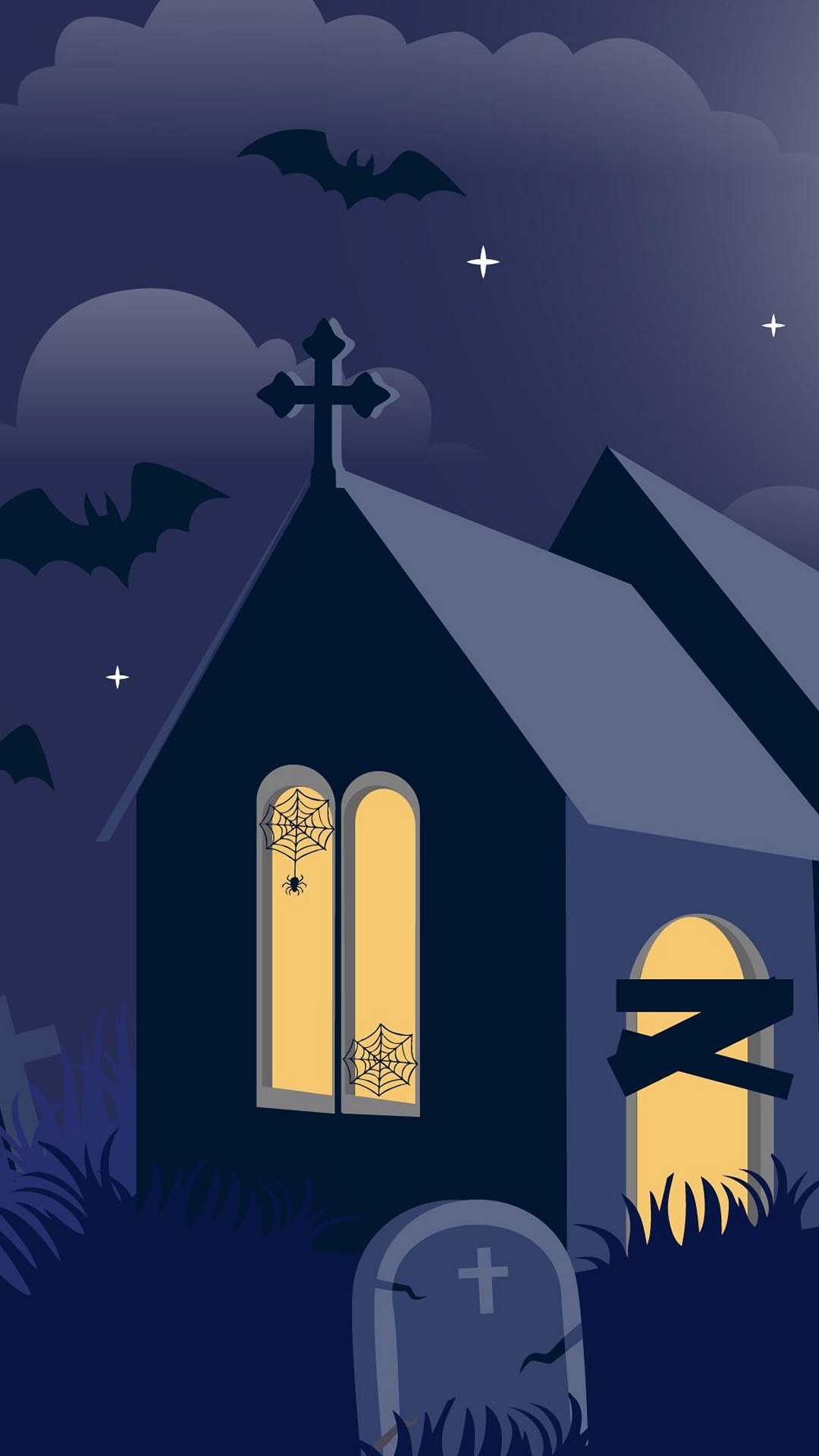 Flat Design, Haunted House, Graphics, World, Azure. Wallpaper in 1080x1920 Resolution
