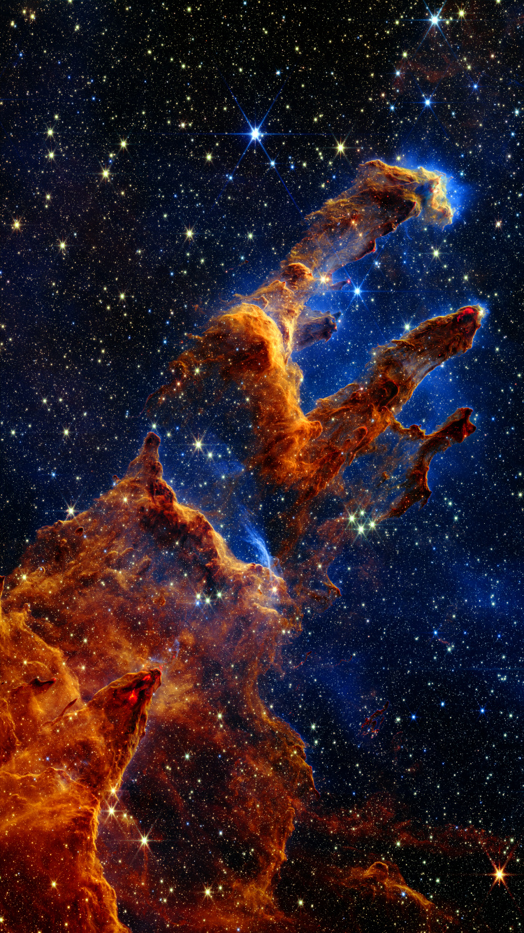 James Webb, Säulen Der Schöpfung, James-Webb-Weltraumteleskop, Teleskop, Weltraumteleskop. Wallpaper in 750x1334 Resolution