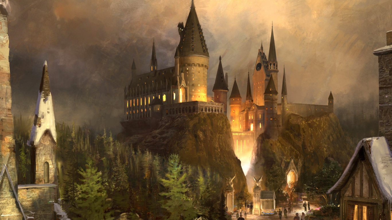 Brown Castle on Top of Hill. Wallpaper in 1366x768 Resolution