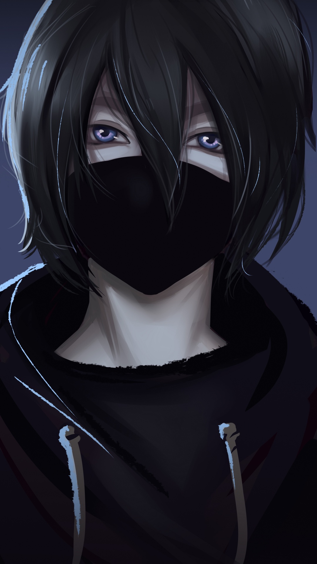 Anime, Anime-Junge Mit Schwarzer Maske, Maske, Cartoon, Ärmel. Wallpaper in 1080x1920 Resolution