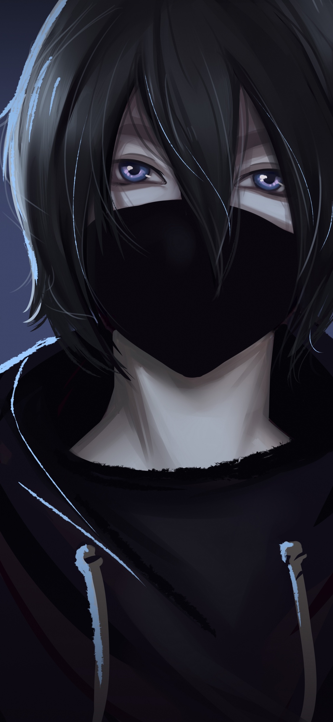 Anime, Black Mask Anime Boy, Mask, Cartoon, Sleeve. Wallpaper in 1125x2436 Resolution