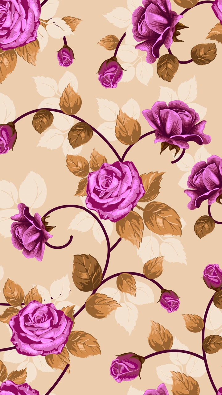 Illustration Florale Violette et Blanche. Wallpaper in 720x1280 Resolution