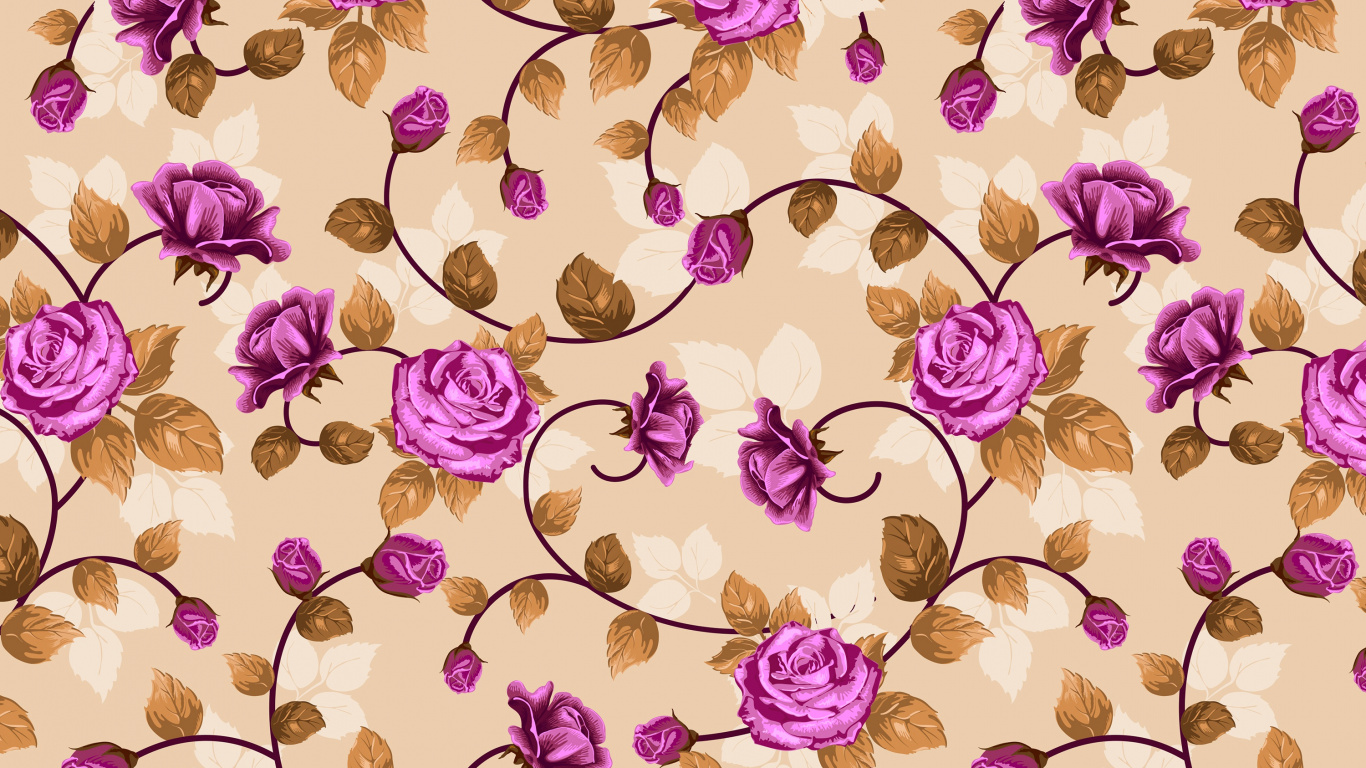 Purple and White Floral Illustration. Wallpaper in 1366x768 Resolution