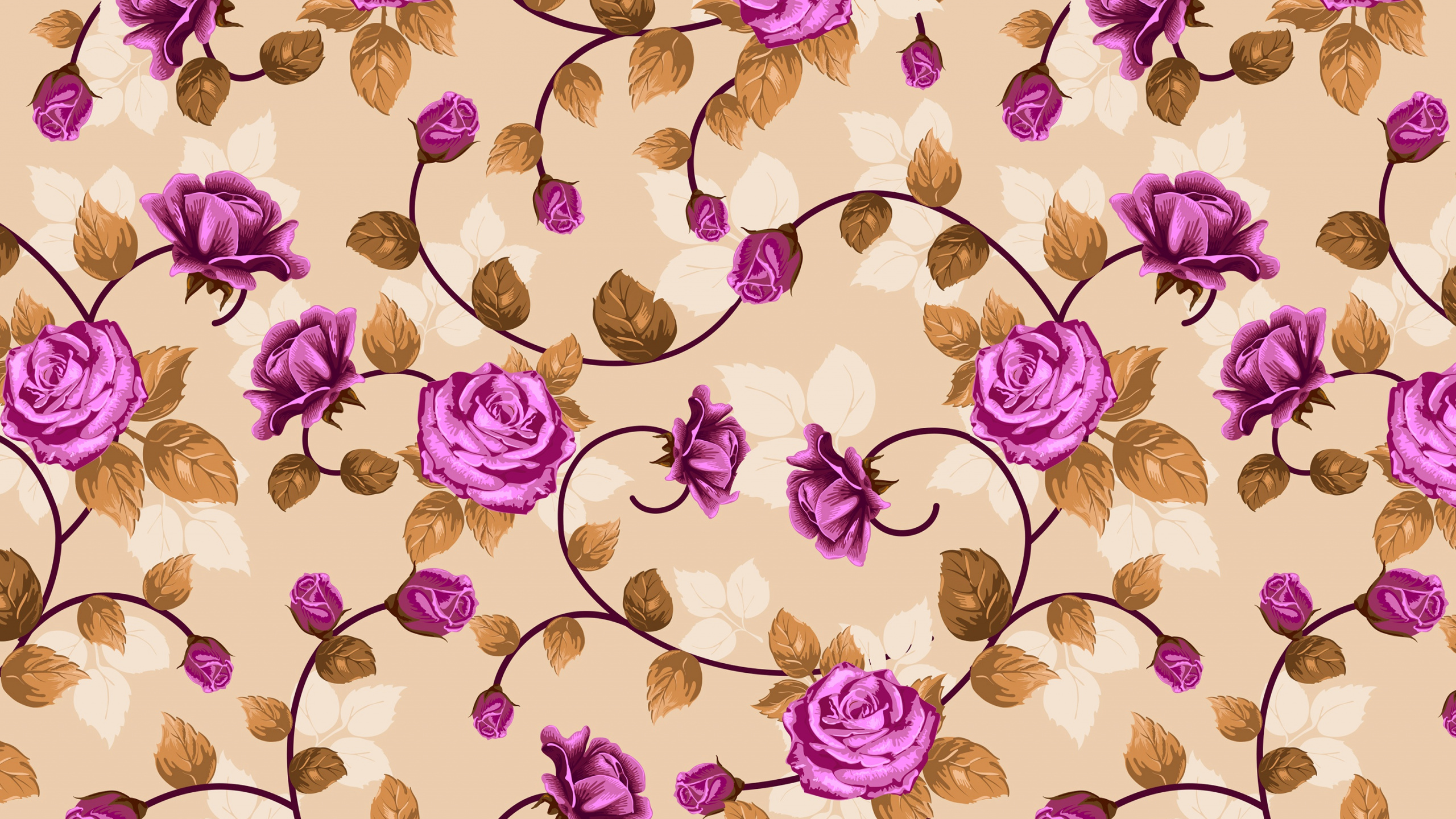 Purple and White Floral Illustration. Wallpaper in 2560x1440 Resolution