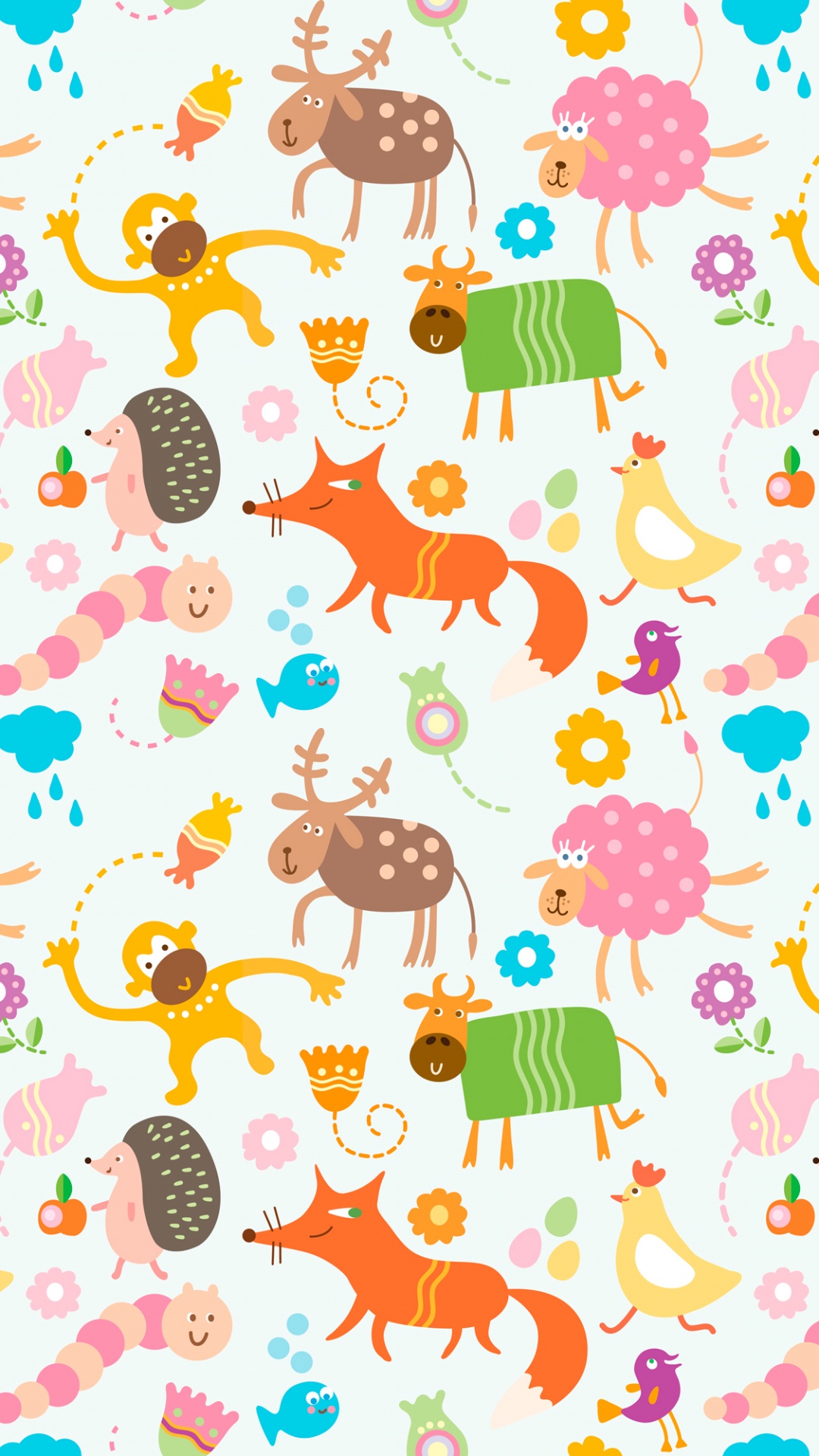 Ilustración de Corazones y Corazones Rosa Amarillo y Verde. Wallpaper in 1080x1920 Resolution