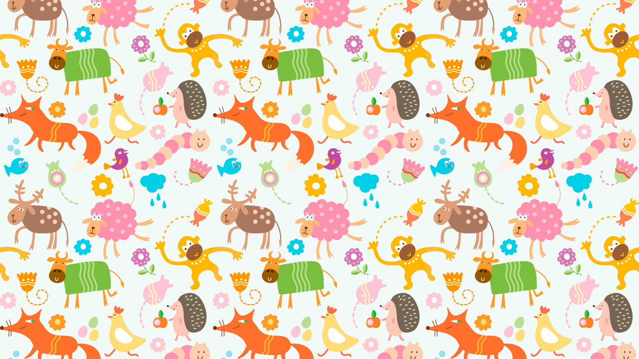 Pink Yellow and Green Hearts and Hearts Illustration. Wallpaper in 1280x720 Resolution