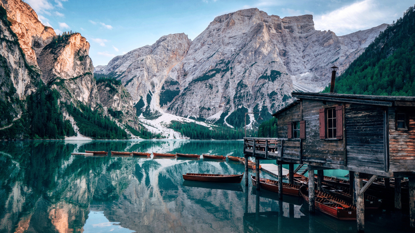 Dolomitas, Paisaje Natural, Montaña, Naturaleza, Reflexión. Wallpaper in 1366x768 Resolution