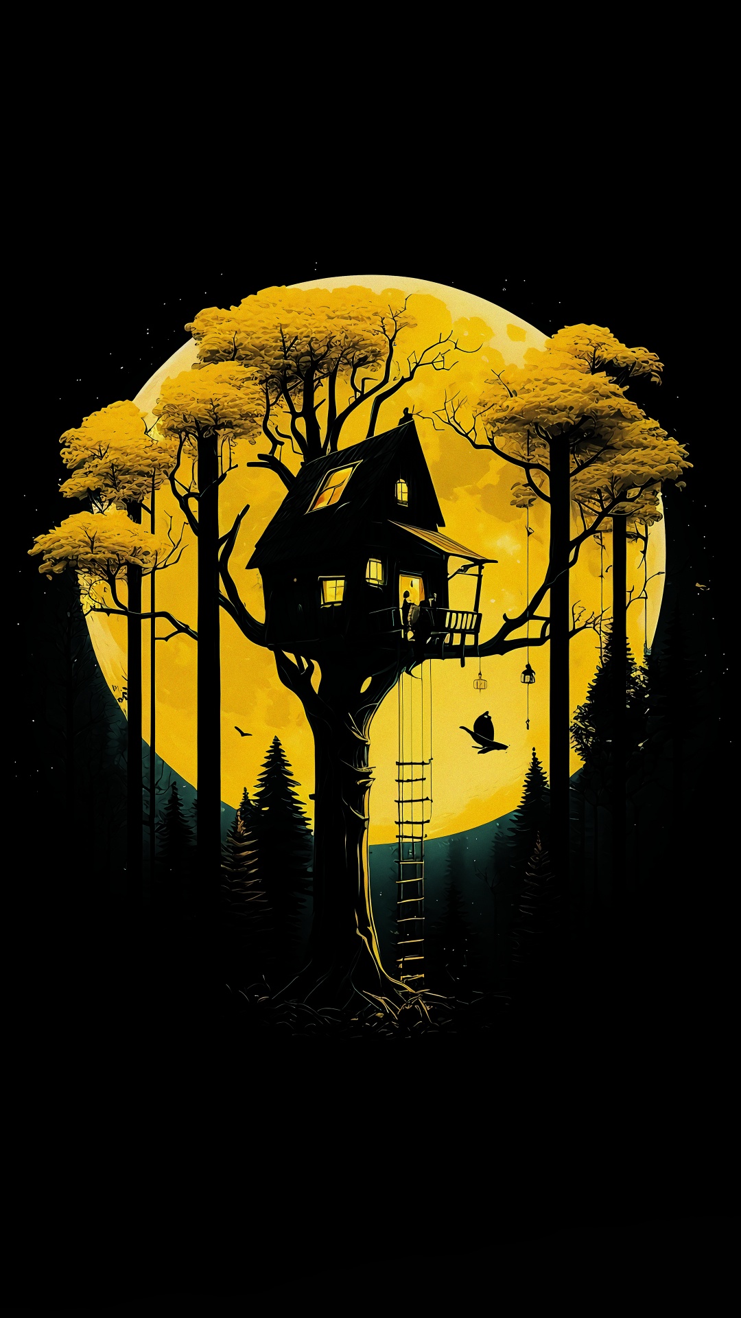 艺术, 木本植物, 草, 树枝, 和阴影的色彩 壁纸 1080x1920 允许