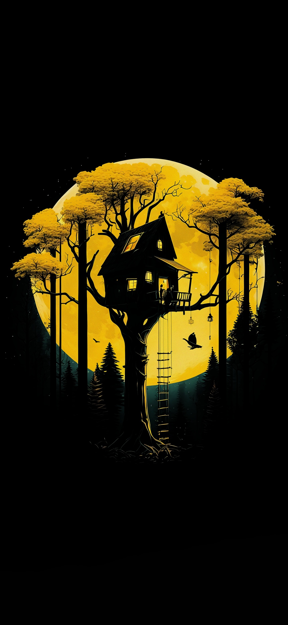 艺术, 木本植物, 草, 树枝, 和阴影的色彩 壁纸 1125x2436 允许