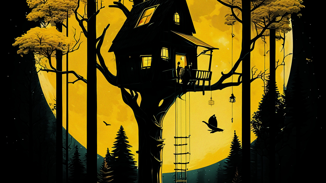 艺术, 木本植物, 草, 树枝, 和阴影的色彩 壁纸 1280x720 允许