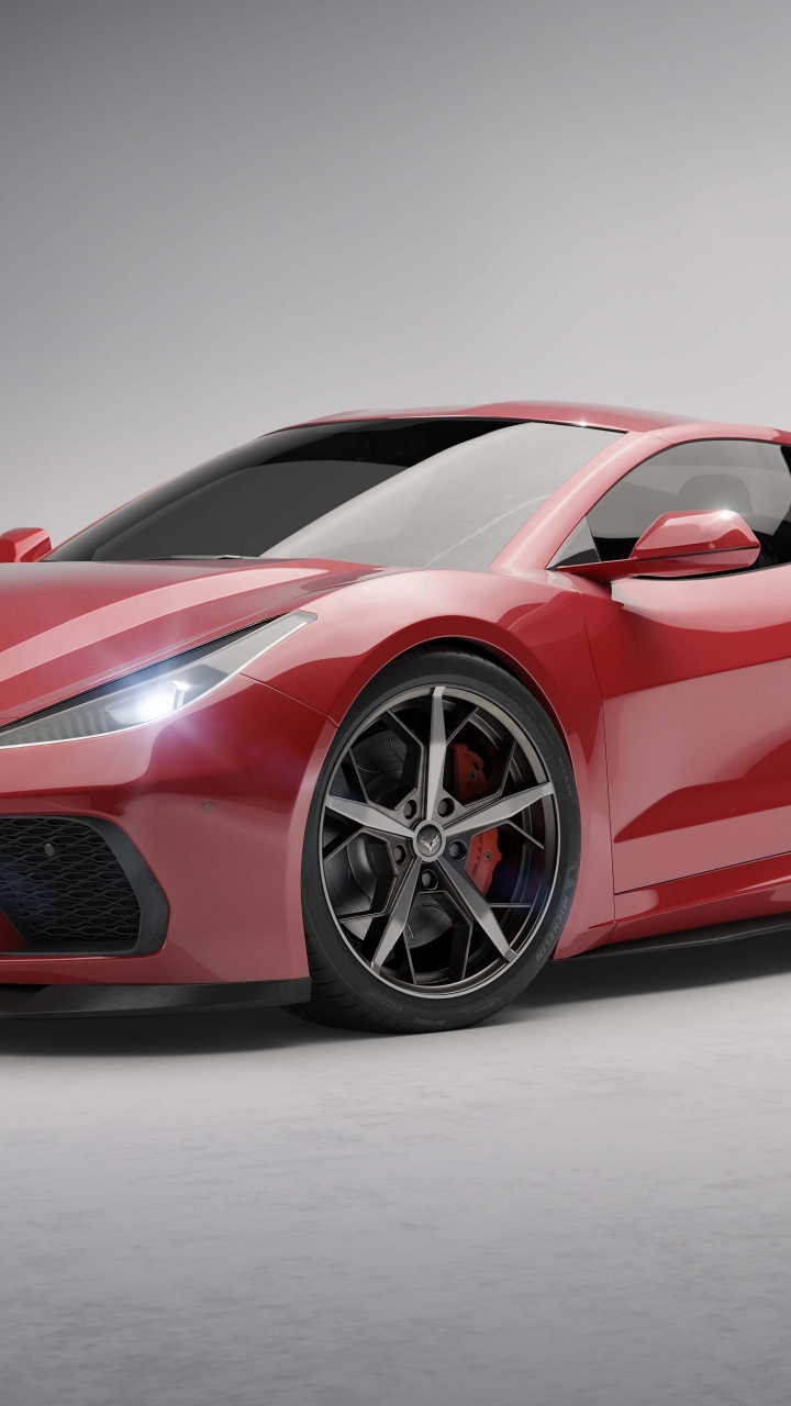 Red Ferrari 458 Italia on White Background. Wallpaper in 720x1280 Resolution