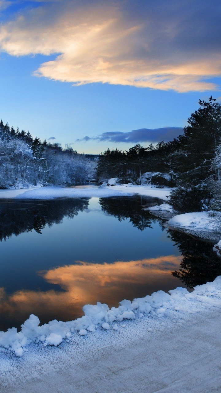 Snow Covered Mountain Near Lake Under Blue Sky During Daytime. Wallpaper in 720x1280 Resolution