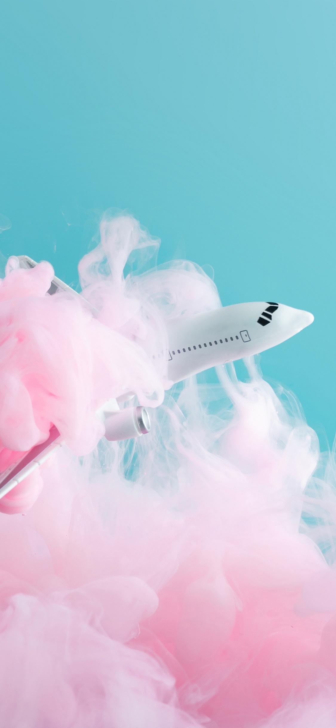 Rosa, Vuelo, Aeronave, Ala, Humo. Wallpaper in 1125x2436 Resolution