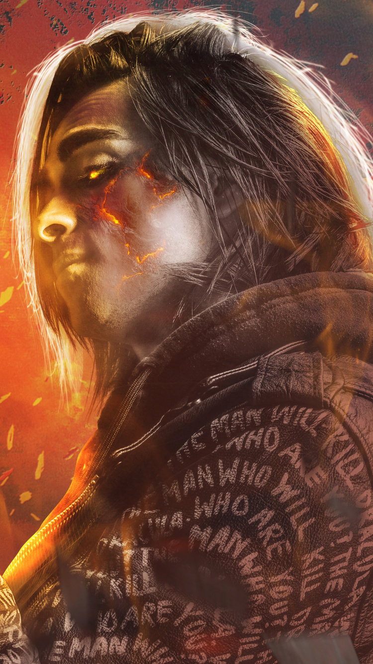 Femme en Chemise Noire et Blanche Tenant le Feu. Wallpaper in 750x1334 Resolution