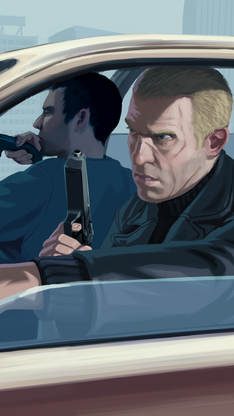 Grand Theft Auto Iv, Grand Theft Auto v, Rockstar Games, Niko Bellic, Voiture. Wallpaper in 750x1334 Resolution