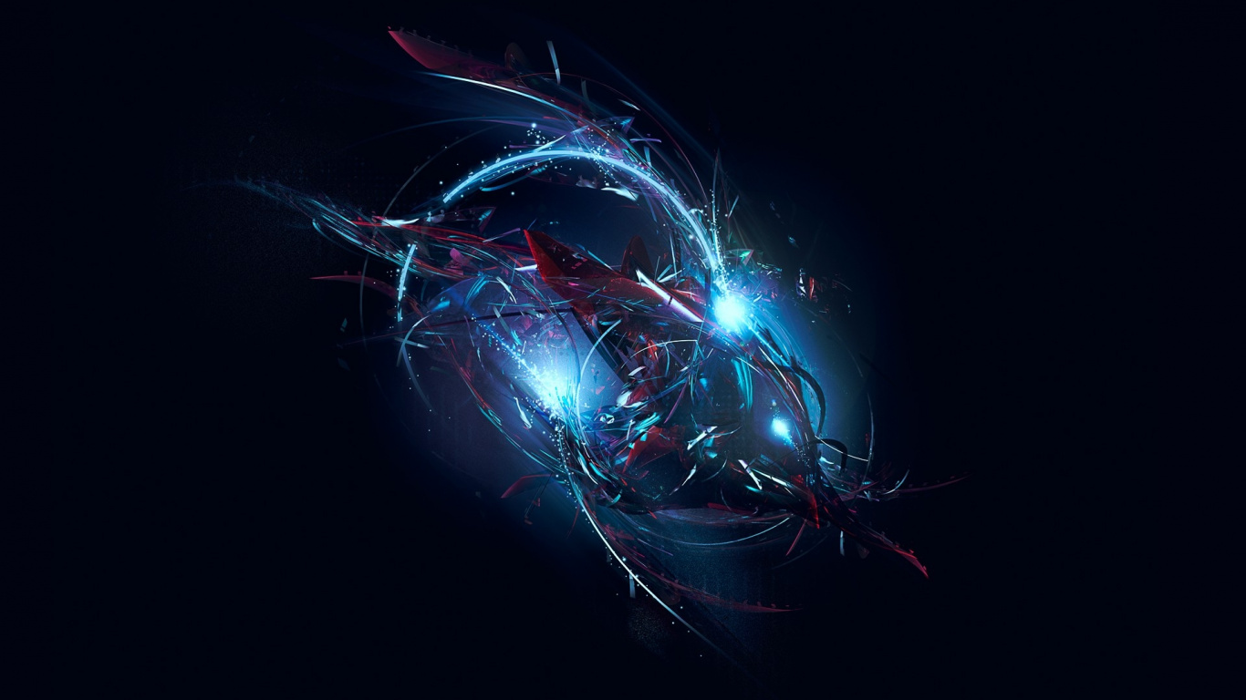 Peinture Abstraite Verte Rouge et Bleue. Wallpaper in 1366x768 Resolution