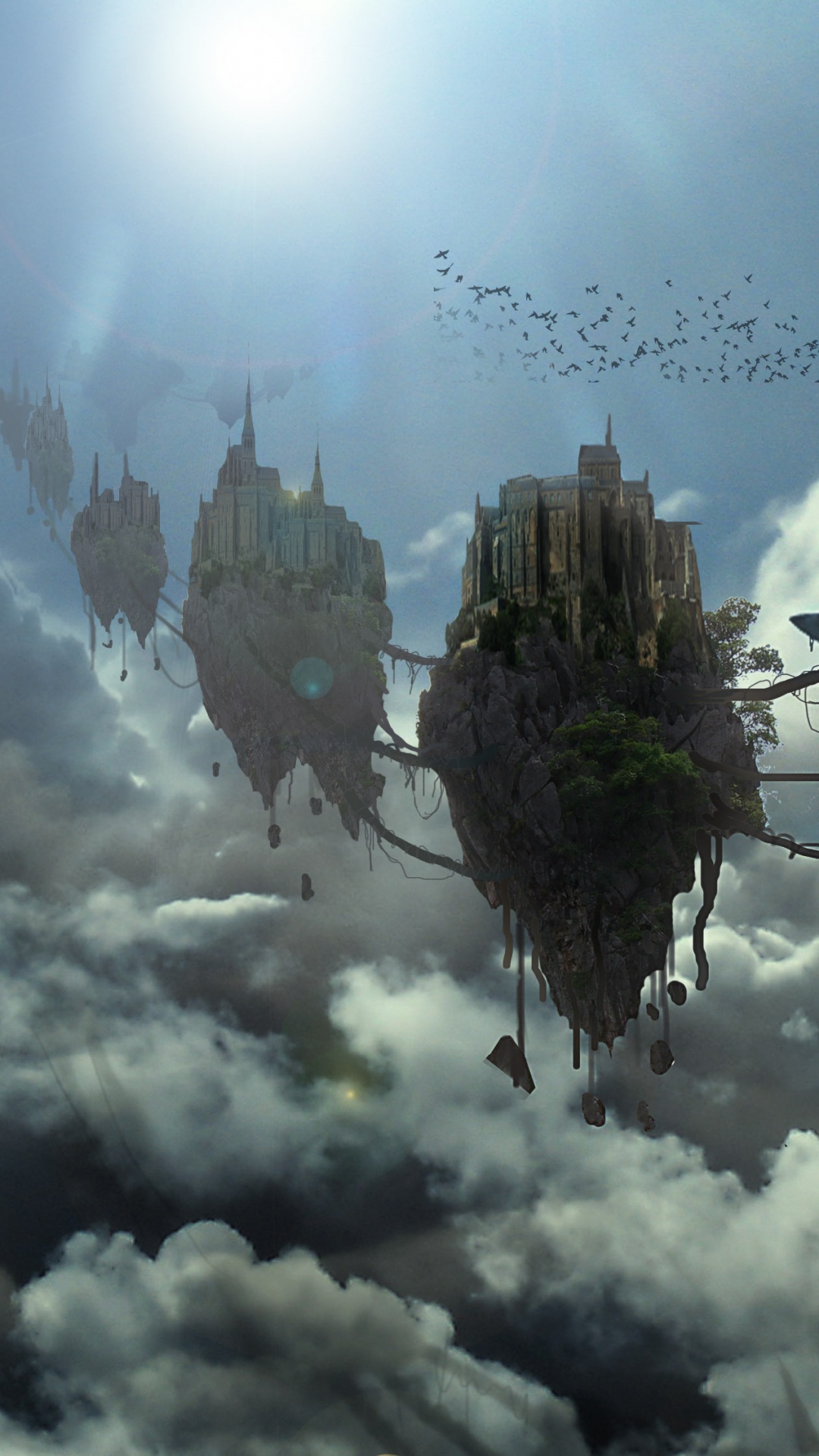 White and Brown Castle Under White Clouds and Blue Sky. Wallpaper in 1080x1920 Resolution