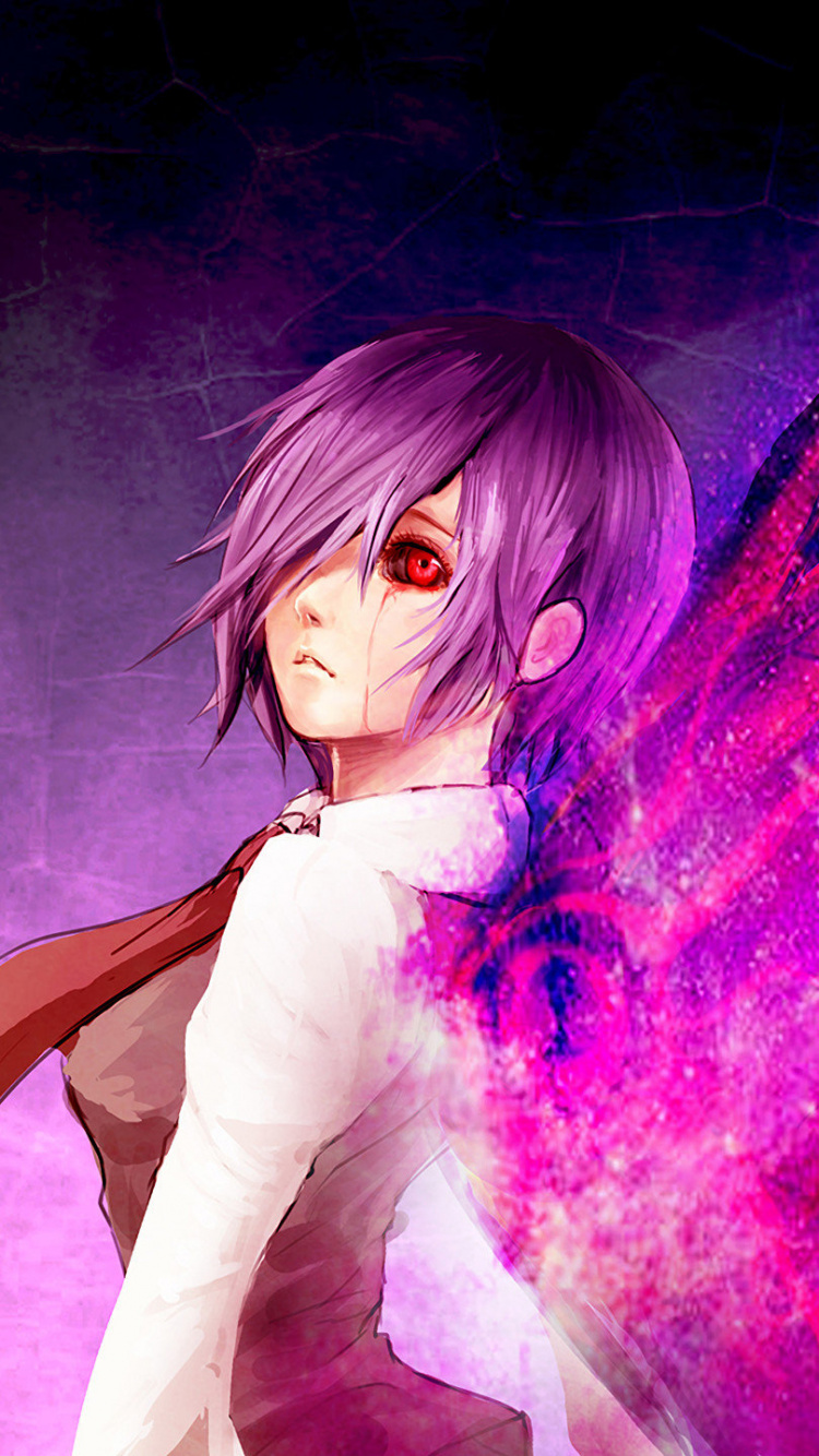 肯kaneki, 东京食尸鬼, 紫色的, 紫罗兰色, 光 壁纸 750x1334 允许