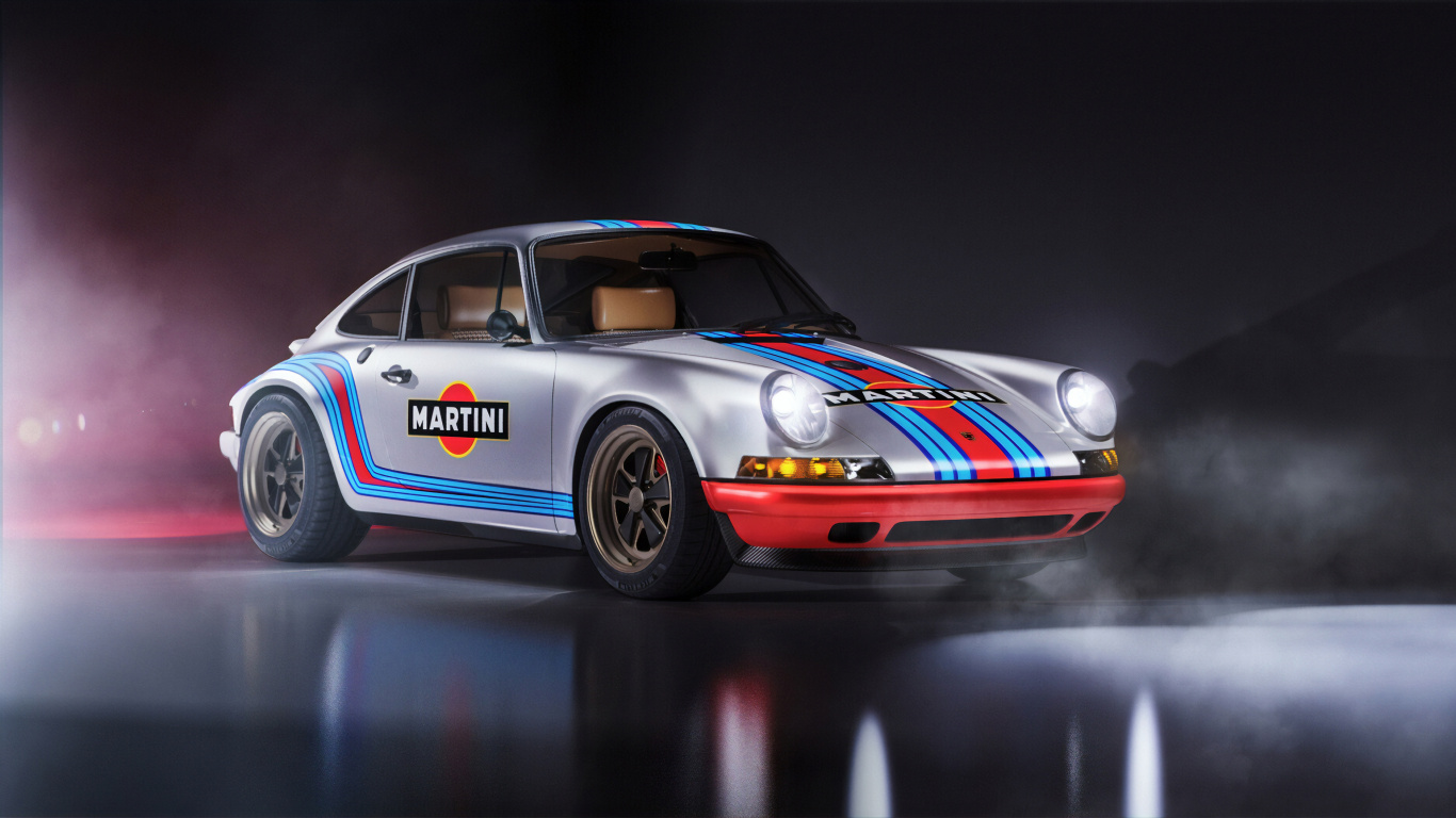 Roter Und Blauer Porsche 911. Wallpaper in 1366x768 Resolution