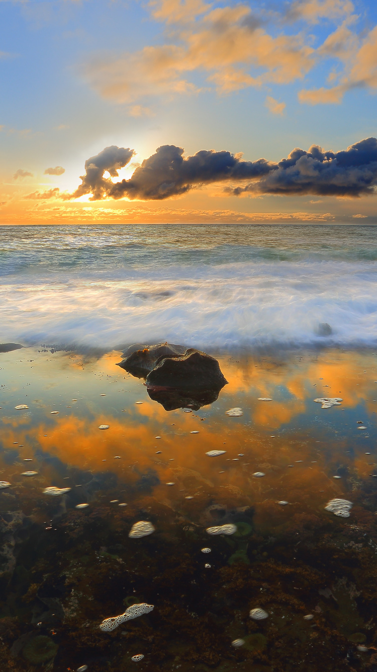 Ciel, Plage, Mer, Rive, Horizon. Wallpaper in 750x1334 Resolution