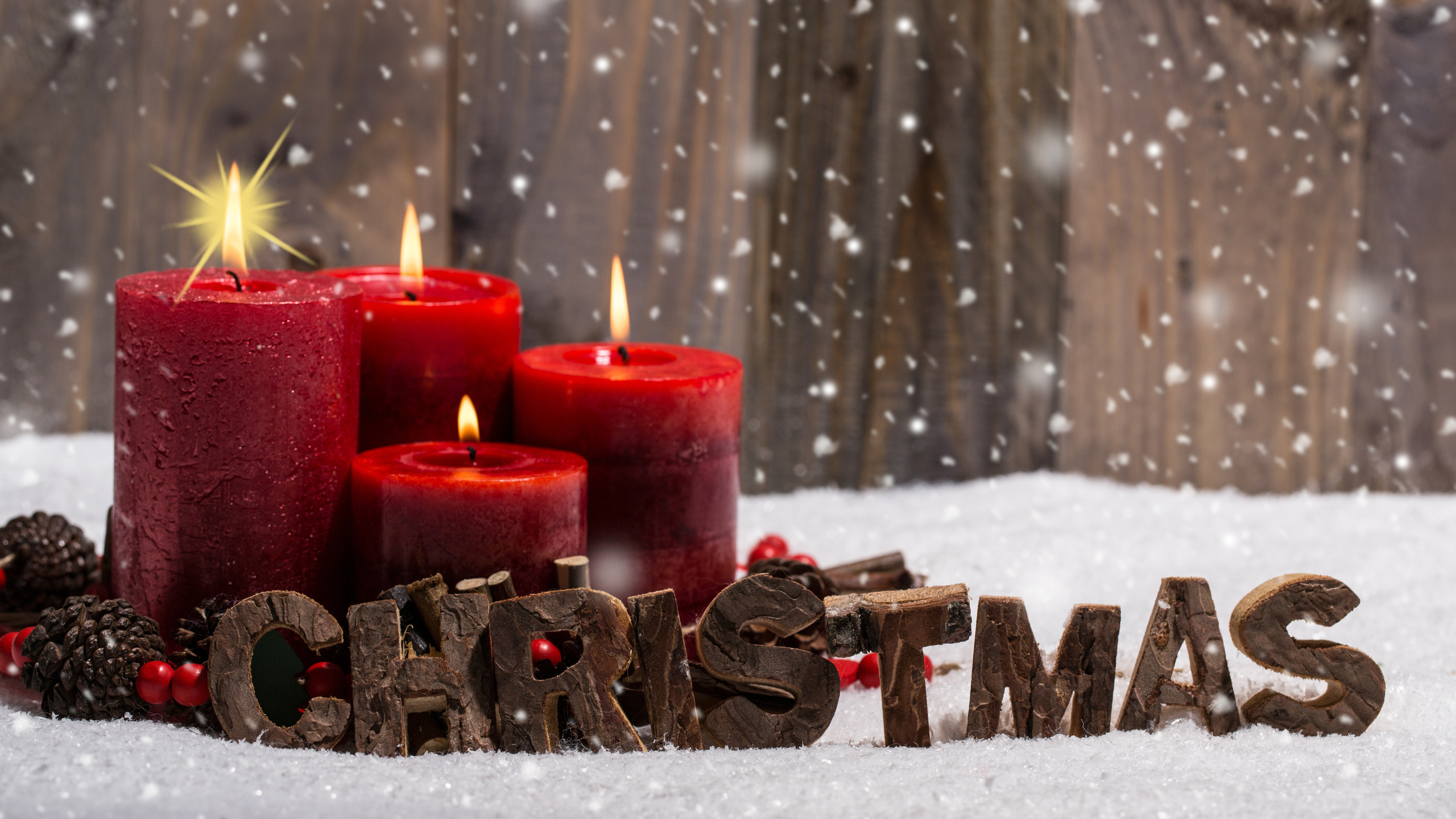 Weihnachten, Kerze, Weihnachtsdekoration, Weihnachtsbaum, Winter. Wallpaper in 2560x1440 Resolution