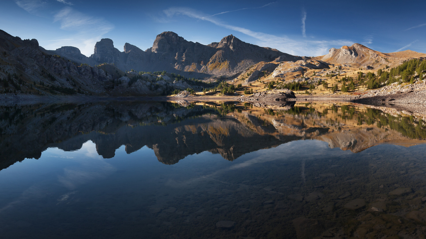 Allos Lake, Lake Titicaca, Lac Blanc, Lake, Nature. Wallpaper in 1366x768 Resolution
