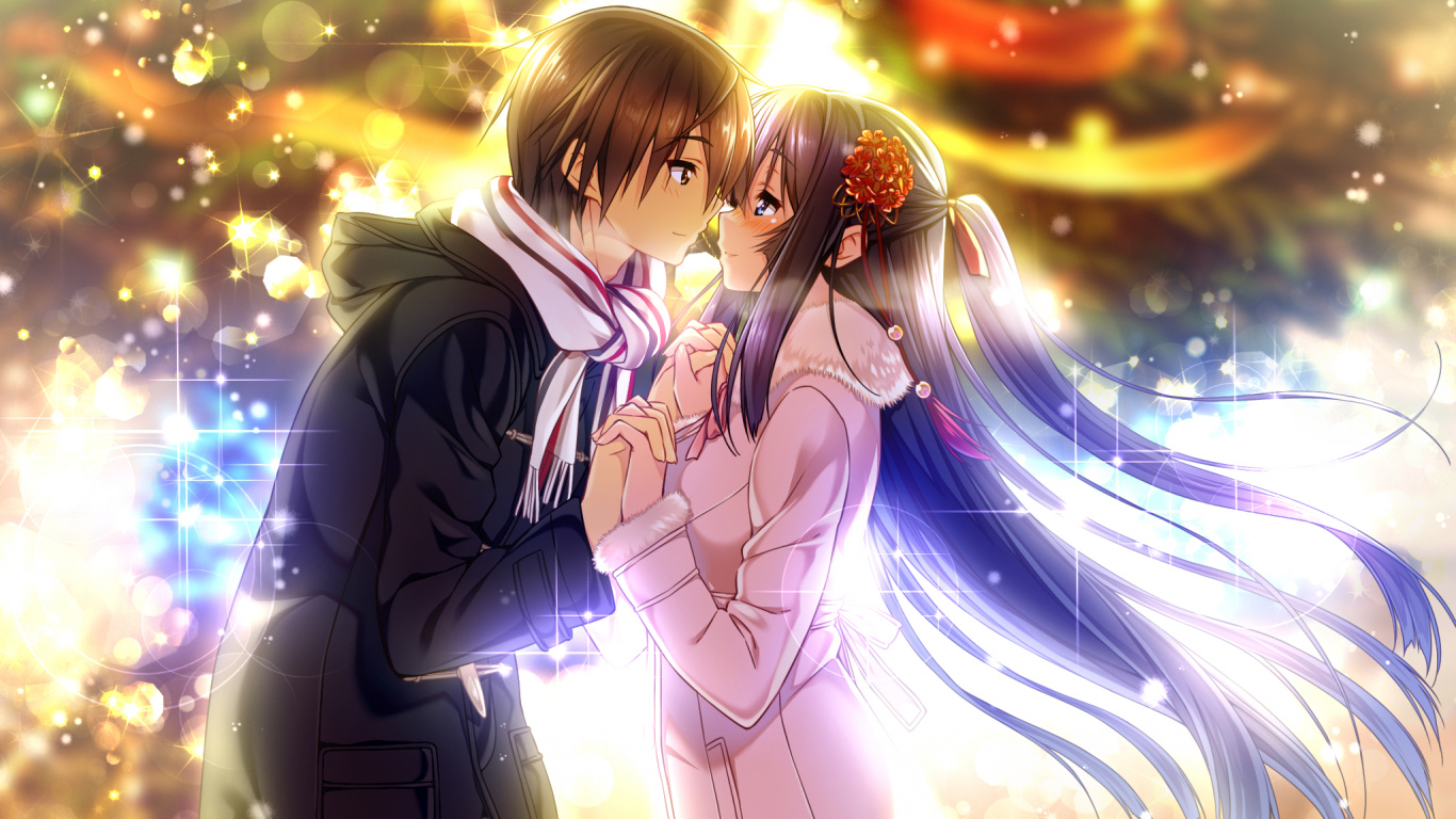 Braunhaarige Weibliche Anime-Figur. Wallpaper in 1366x768 Resolution