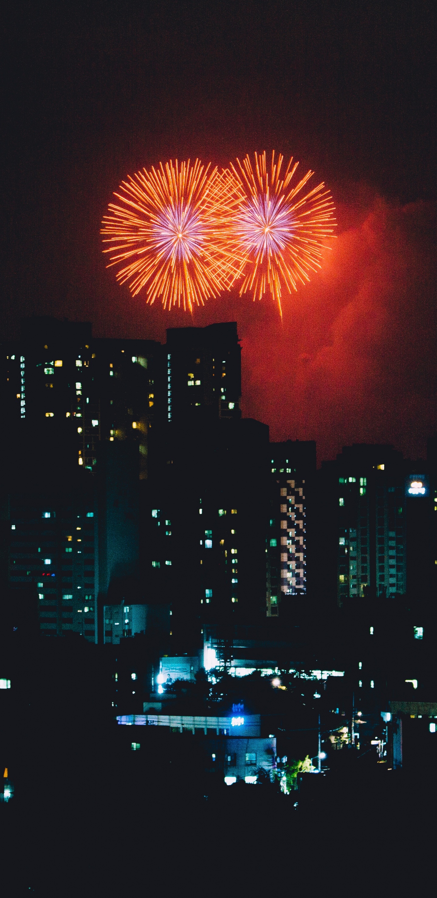 Fireworks, Night, New Years Day, Event, Holiday. Wallpaper in 1440x2960 Resolution